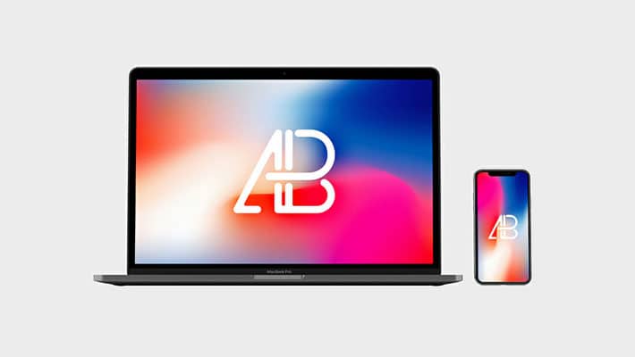 Front View iPhone X and Macbook Pro Mockup