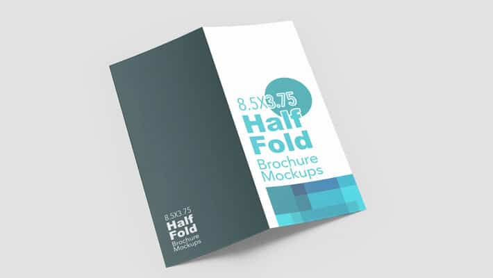 Half Fold Vertical Brochure Mockups