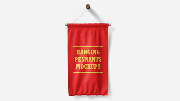 Hanging Wall Flag Pennants Mockups