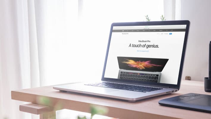 Macbook on Office Desk Mockup
