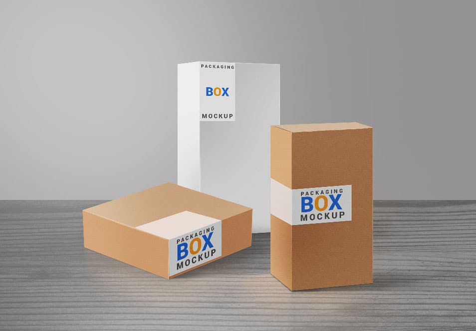 Product Packaging Boxes PSD Mockup