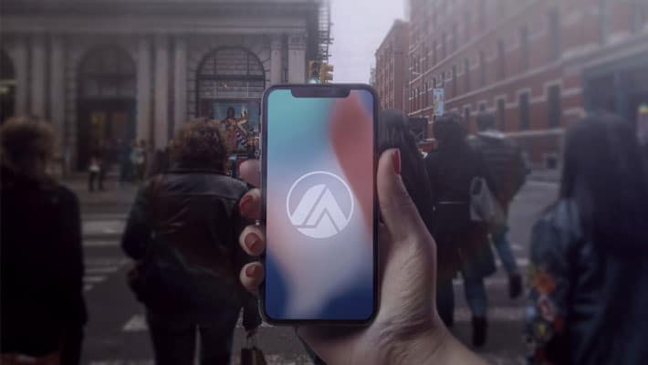 Realistic iPhone X in Hand City