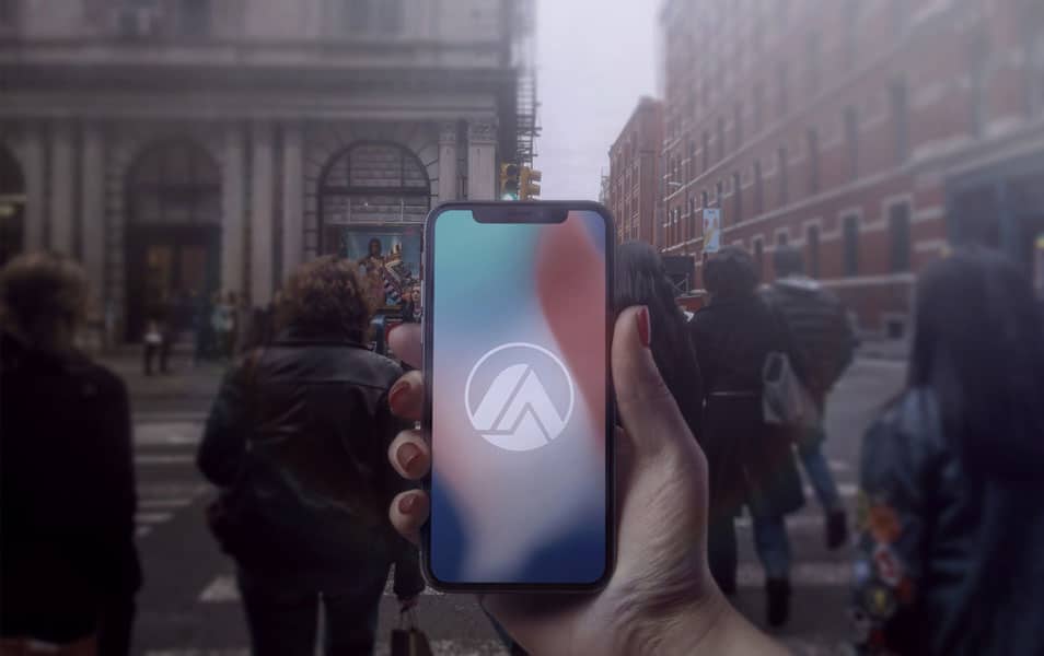 Realistic iPhone X in Hand City