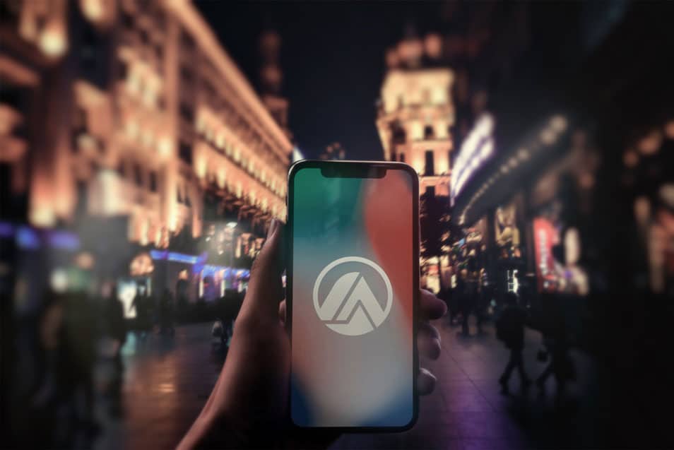 Realistic iPhone X in Hand Night City