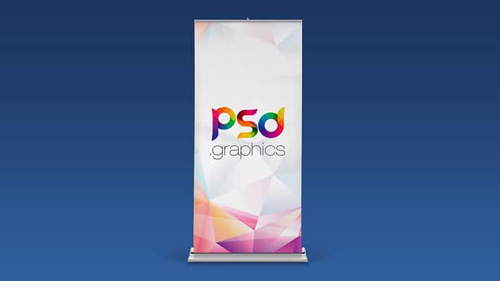 Roll Up Banner Mockup Free PSD