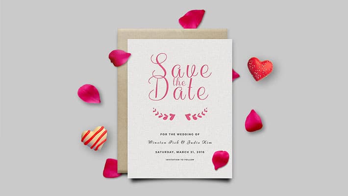 Save The Date Invitation Card Mockup PSD