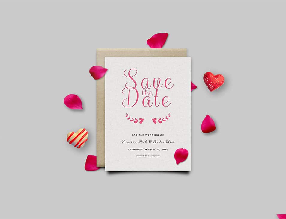 Save The Date Invitation Card Mockup PSD