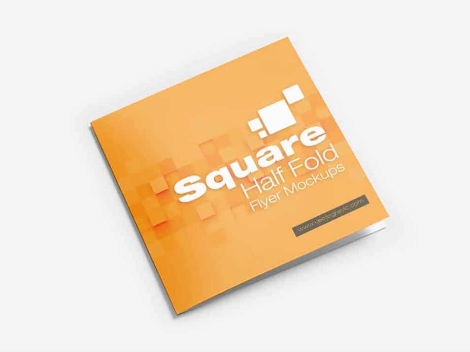 Square Half Fold Brochure Mockups