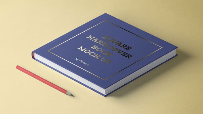 Square PSD Hardcover Book Mockup