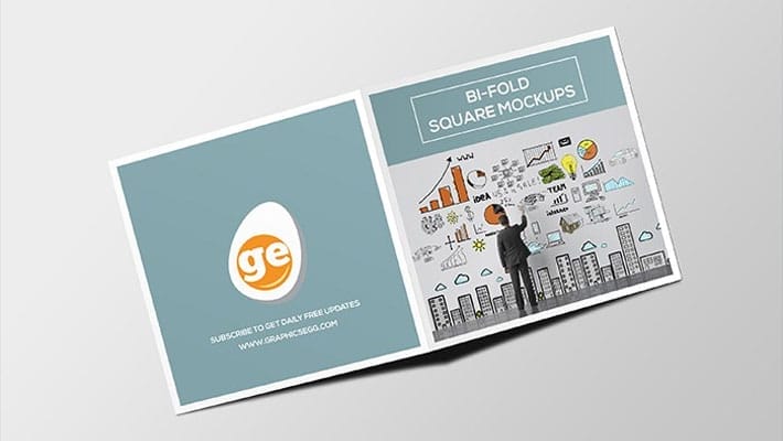 Square Bifold Brochure Mockup PSD