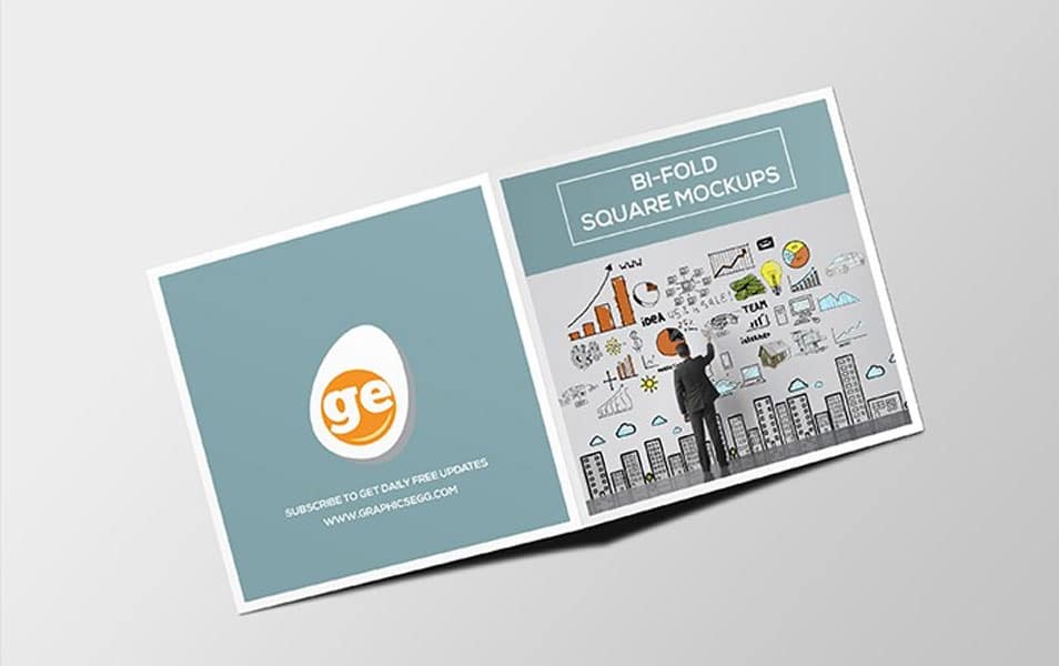 Square Bifold Brochure Mockup PSD