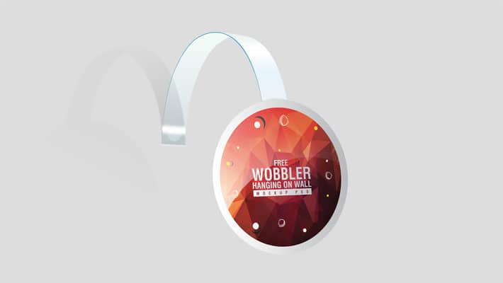 Wobbler Hanging on Wall Mockup PSD