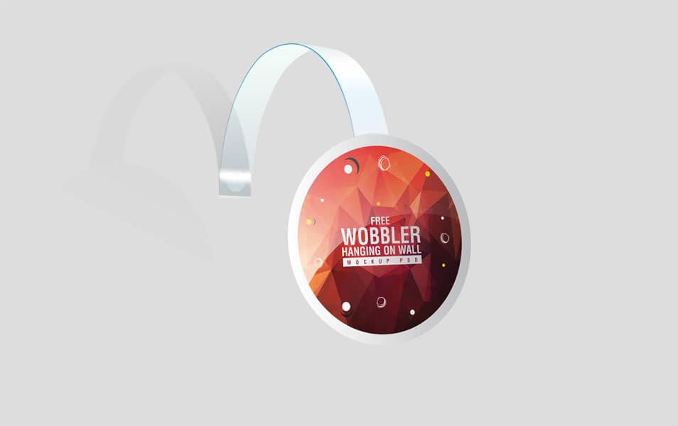 Wobbler Hanging on Wall Mockup PSD