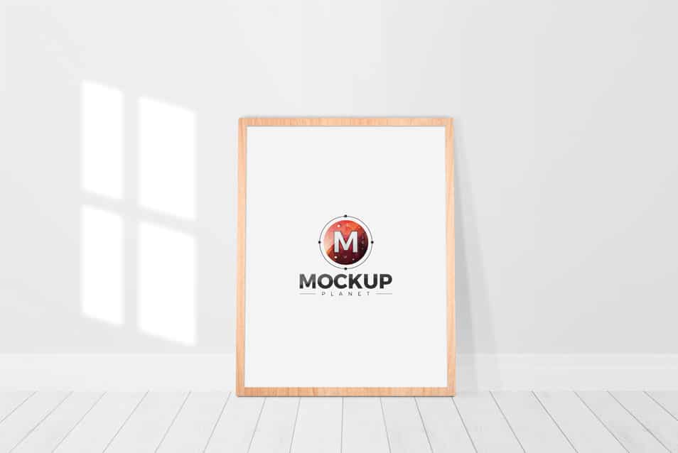 Wooden Standing Frame Poster Mockup
