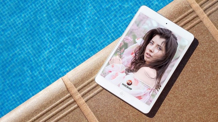 iPad Mockup Beside Swimming Pool