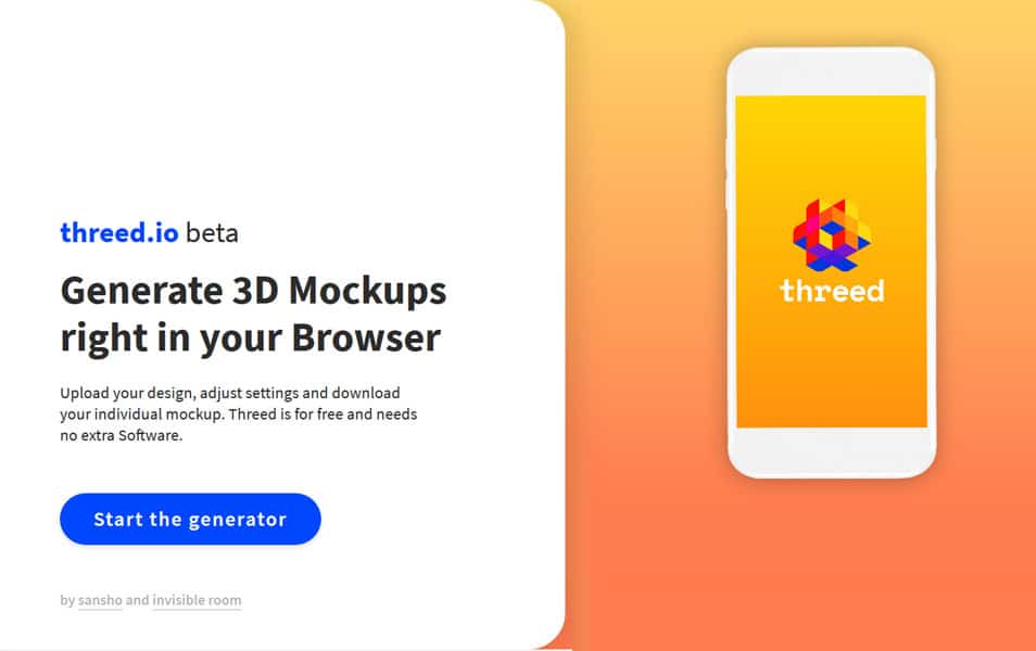 30+ Best Mockup Tools to Generate Product Previews 25 threed.io mockup tool