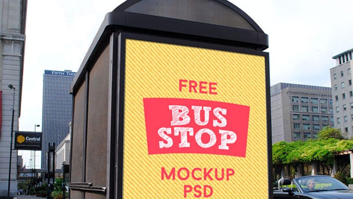 2 Free HQ Outdoor Advertising Bus Shelter Mock-up PSD