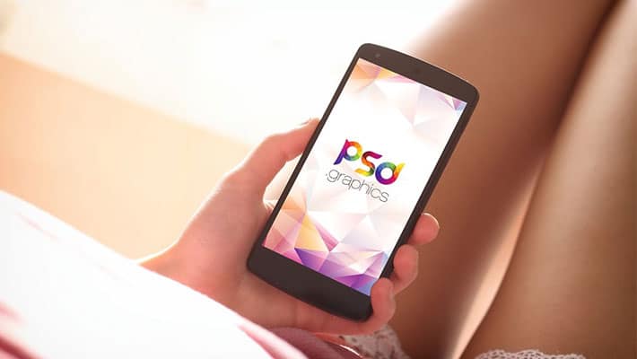 Android Phone in Hand Mockup Free PSD