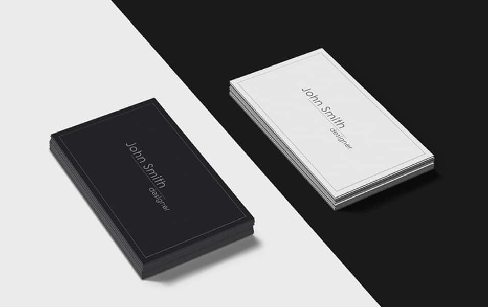 Black and White Business Cards Mockup