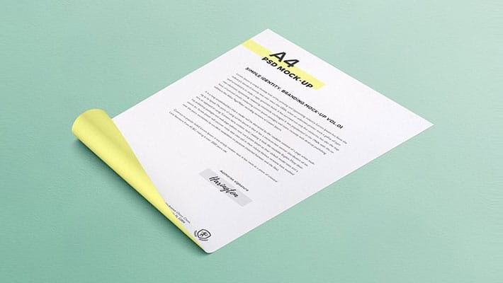 Curly A4 Paper Mock-up