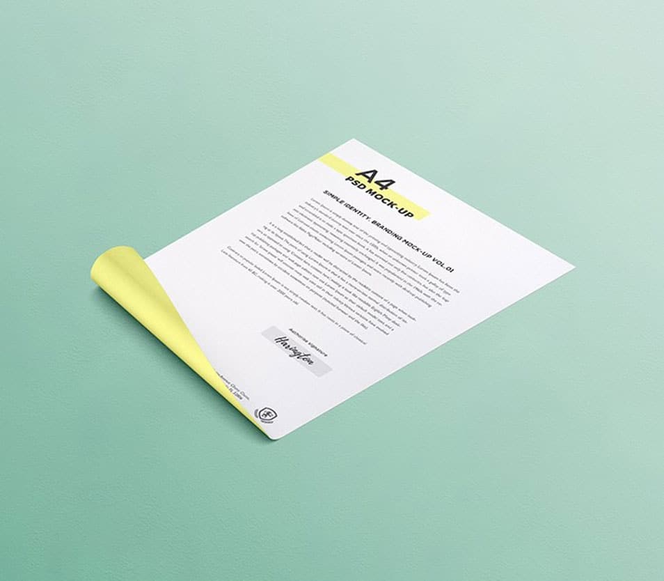 Curly A4 Paper Mock-up