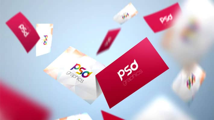 Flying Business Card Mockup Free PSD