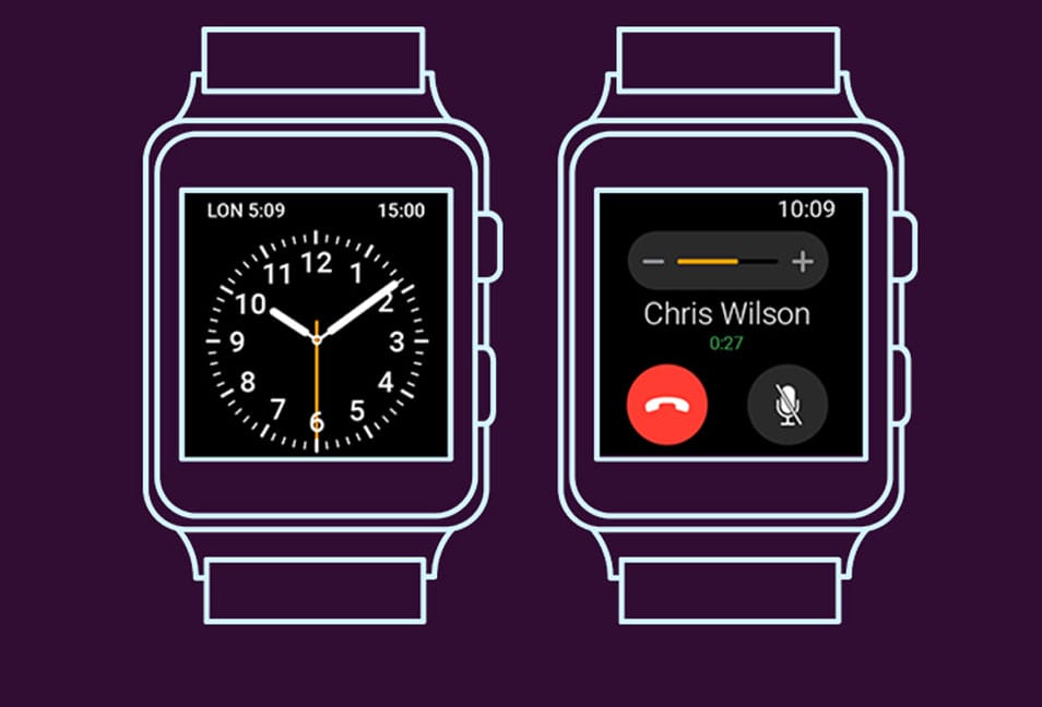 Free Android Wear Smartwatch Wireframe Mockup