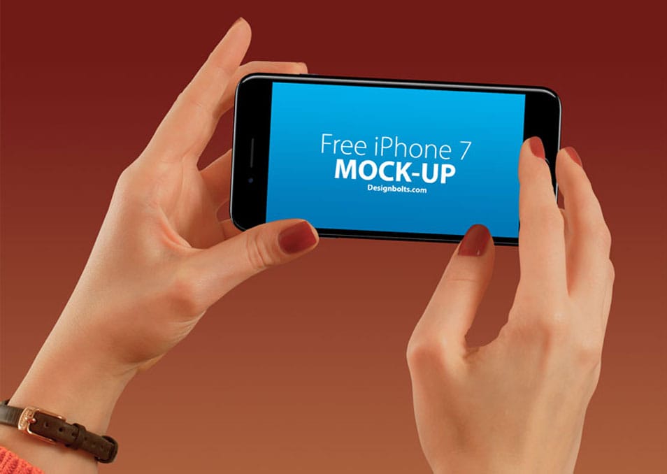 Free Apple iPhone 7 Hand Mockup PSD