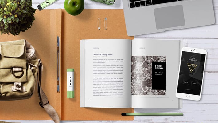 Free Attractive Book Mock Up Scene