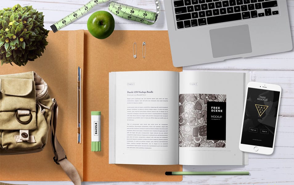Free Attractive Book Mock Up Scene