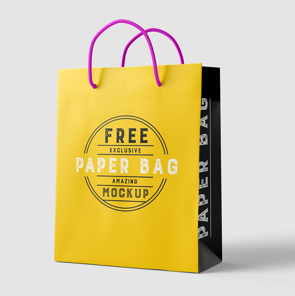 Free Beautiful Paper Shopping Bag MockUp PSD Template