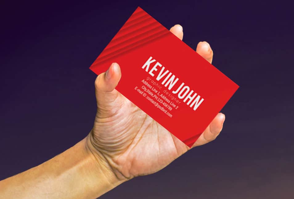 Free Business Card Holding Hand Mockup