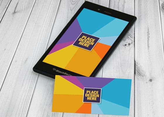 Free Elegant BlackBerry & Business Card Mock-up PSD