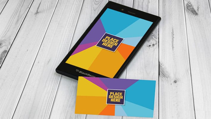 Free Elegant BlackBerry & Business Card Mock-up PSD