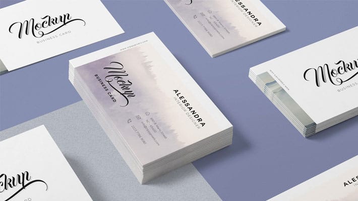 Free Isometric Business Card Mock Up