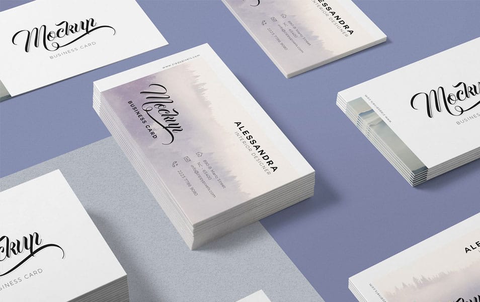 Free Isometric Business Card Mock Up
