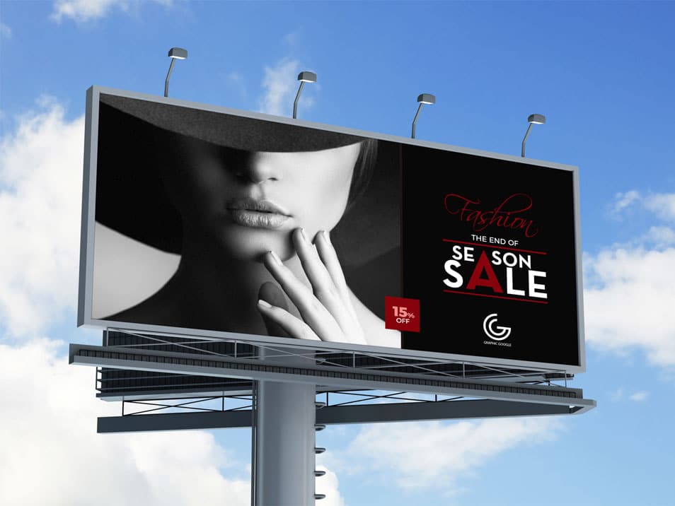 Free Outdoor Advertisement Hoarding Billboard MockUp