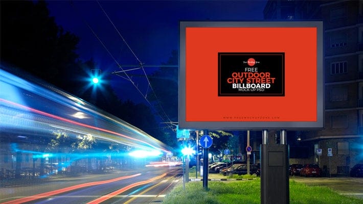 Free Outdoor City Street Billboard Mock-up For Advertisement