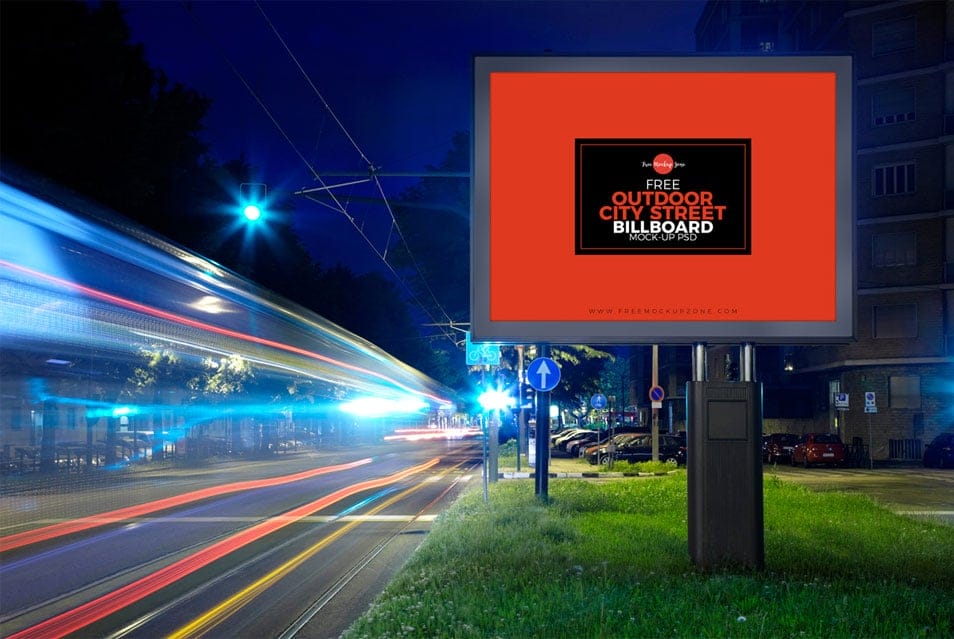 Free Outdoor City Street Billboard Mock-up For Advertisement