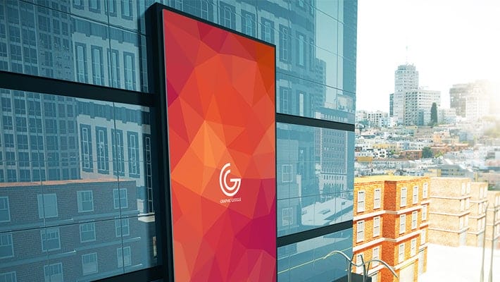 Free Promotional Advertisement Building Billboard Mockup