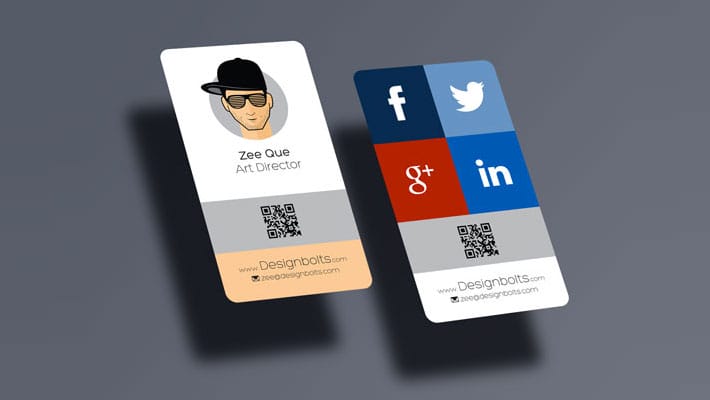 Free Rounded Corner Vertical Business Card Mock-up PSD