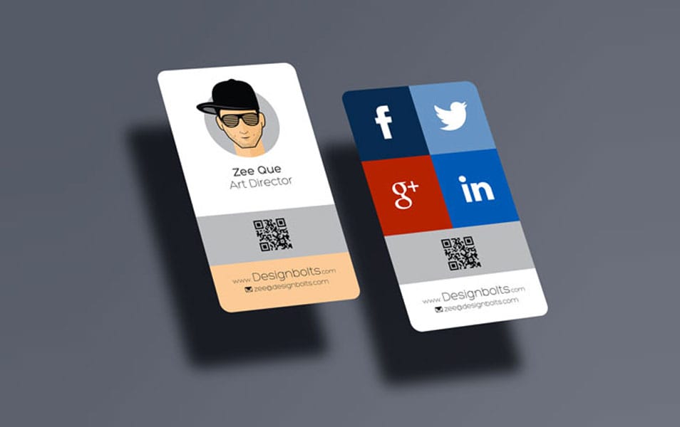 Free Rounded Corner Vertical Business Card Mock-up PSD