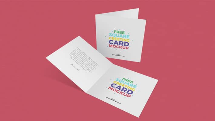 Free Square Inside & Outside Greeting Card Mockup
