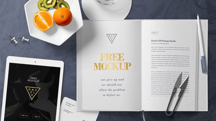 Free Stylish Book Page Mockup Scene