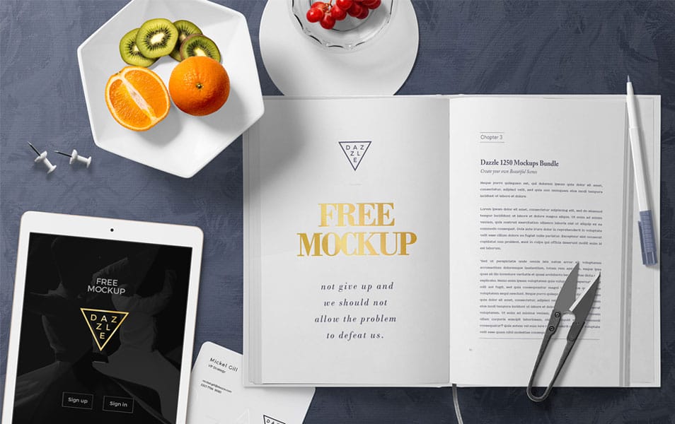 Free Stylish Book Page Mockup Scene