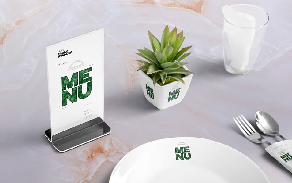 Free Table Menu Mockup Scene