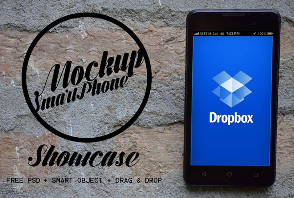 Free Vintage Smartphone Mockup on Concrete Wall