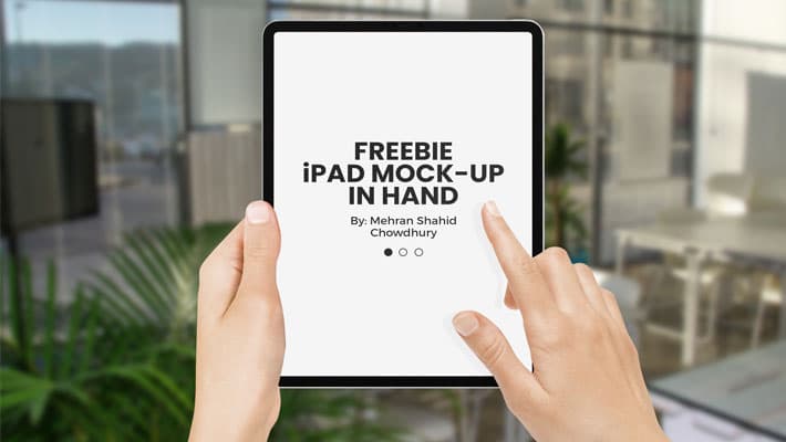 Free iPad Pro 2018 in Hand Mock-Ups