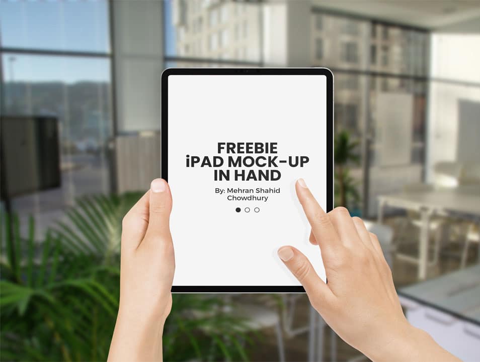 Free iPad Pro 2018 in Hand Mock-Ups