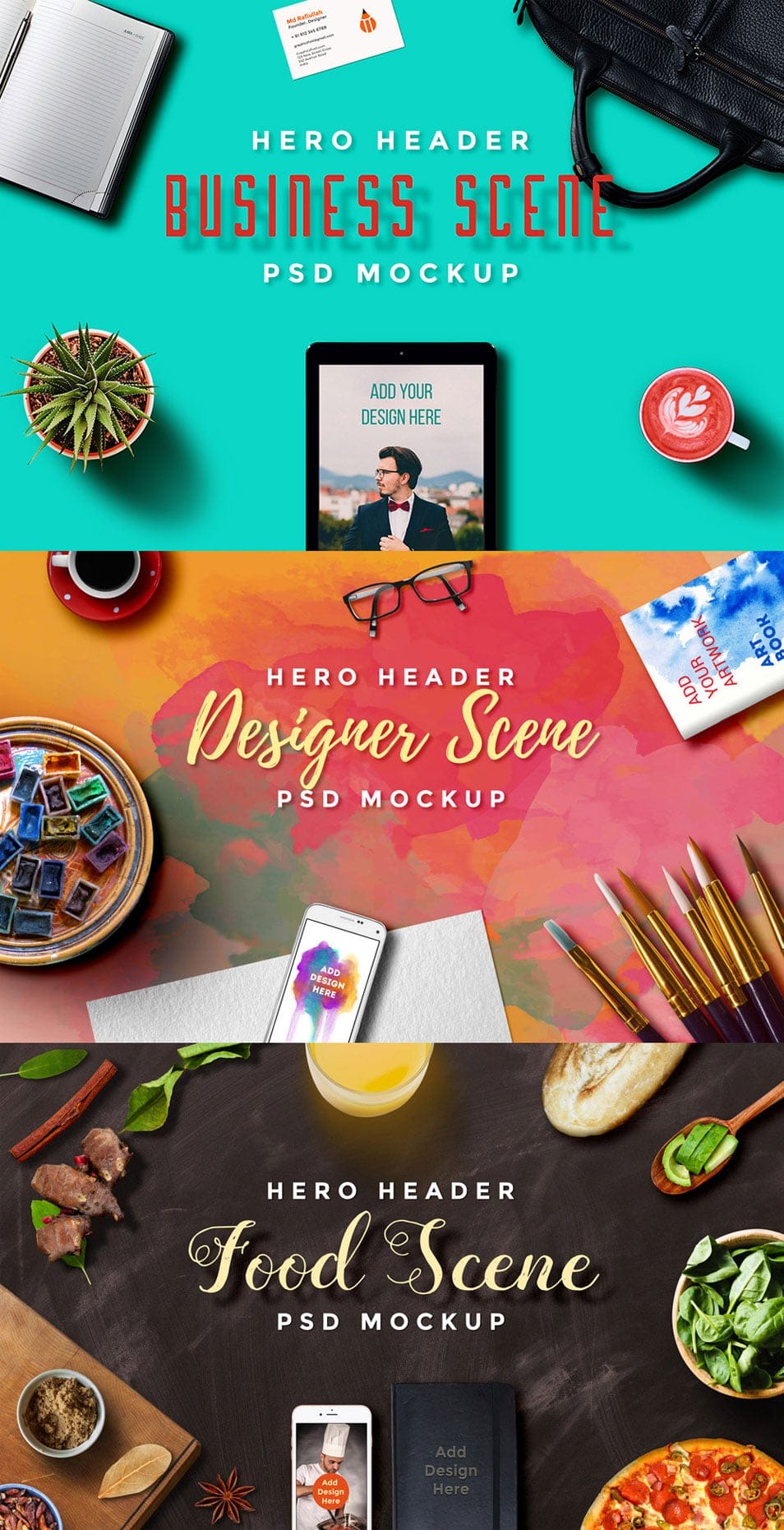 Hero Header Scene Mockup PSD Templates